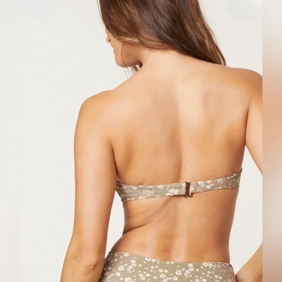 Andie Swim Bora Bora Top & The Bikini Bottom In Ditsy Floral Olive Size L - Picture 2 of 4